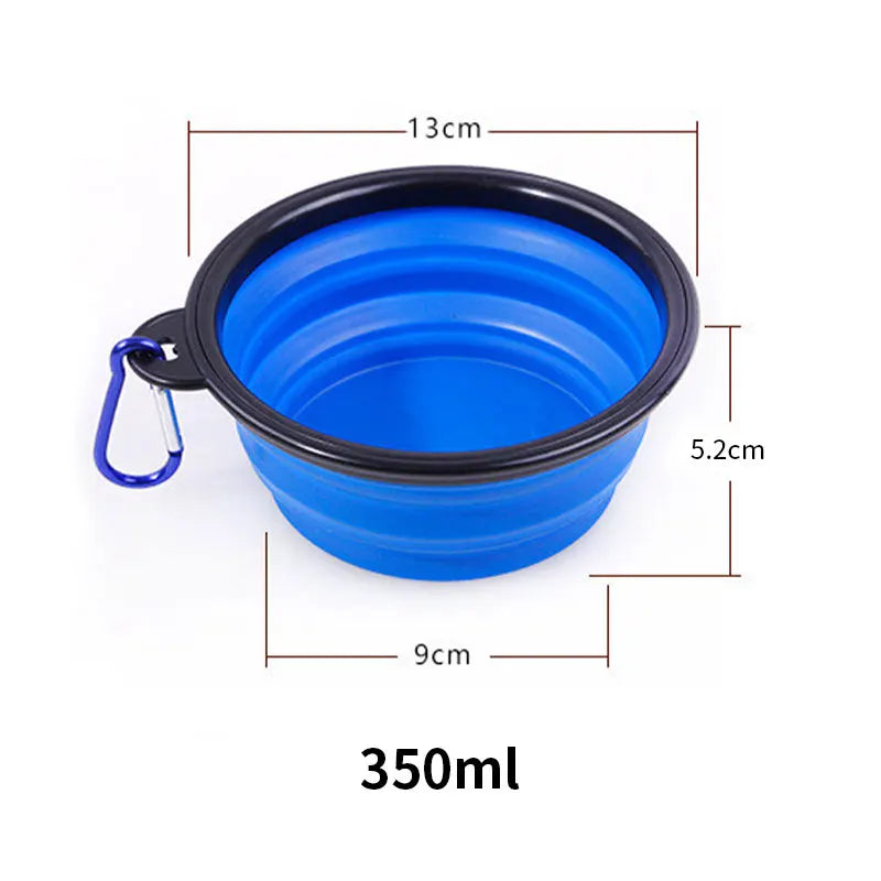 Folding Portable Silicone Dog Feeder Bowl Outdoor Camping Travel 2 In 1 Pet Puppy Water Bowl Feeder Dish Bowl with Carabiner